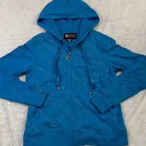 Christine Alexander Teal Rhinestone Hoodie